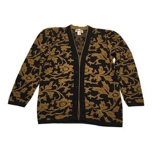 Livingston Vintage Cardigan Sweater in Black and Gold Size Large